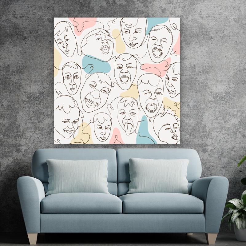Πίνακας σε καμβά Line Art Funny Faces
